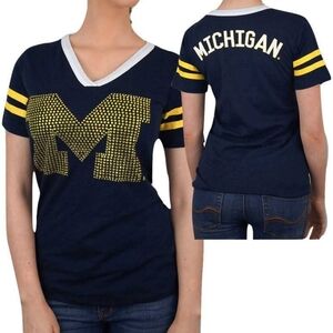 E5 Women's Michigan Collegiate V-Neck T-Shirt 💙💛